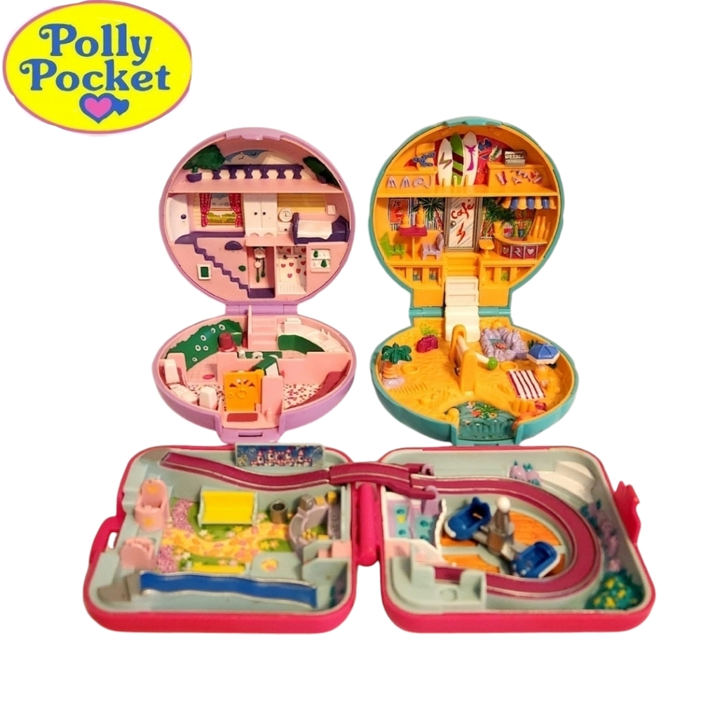 Vintage 90s Polly Pocket Polly's Flat Beach Party Amusement Park COMPACTS ONLY